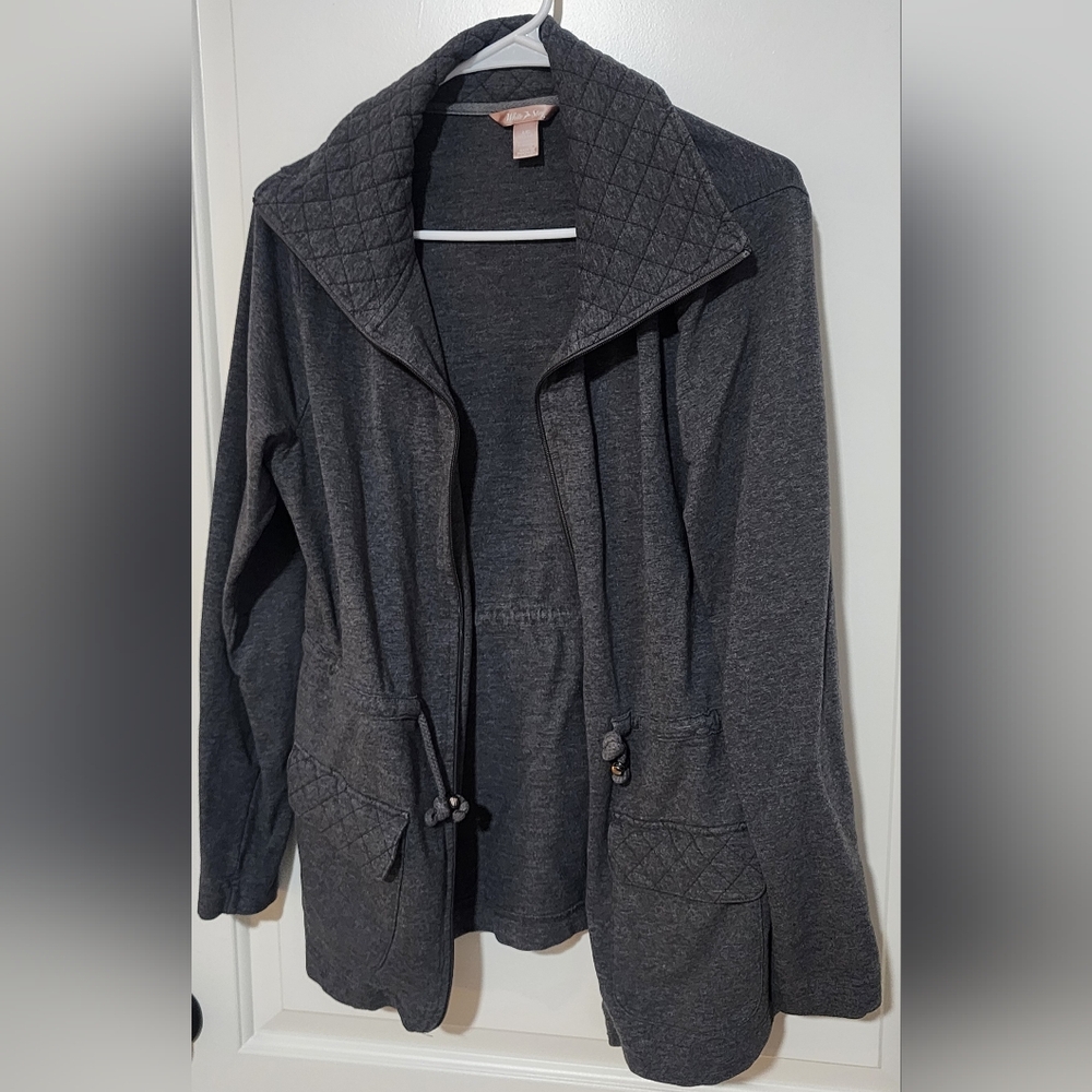 White Stag Heathet Grey Jacket Large 10-12 95%cotton 5% Spandex